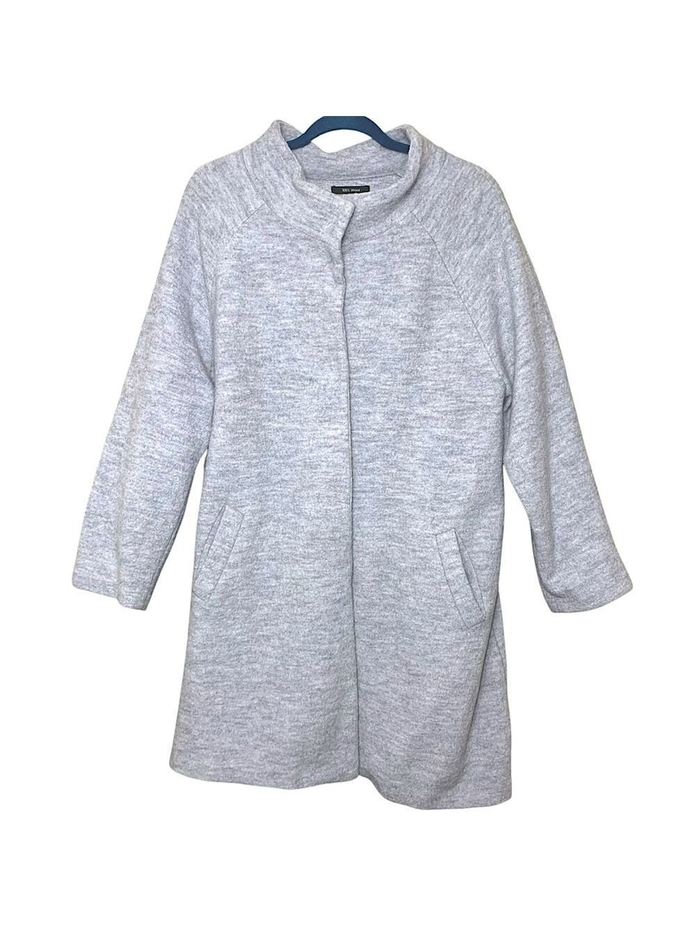 Cynthia Rowley Gray Wool Blend Jacket Sz 1X *(Real Sz L) Snap Button Minimalist